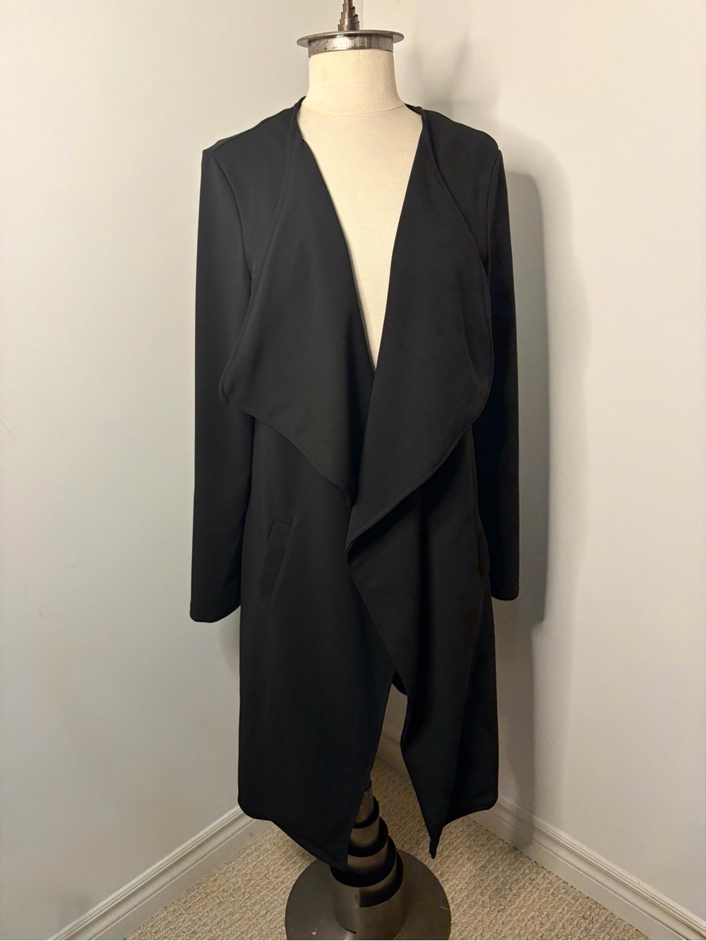 REVAMPED Black Waterfall Duster Coat SIZE LARGE
